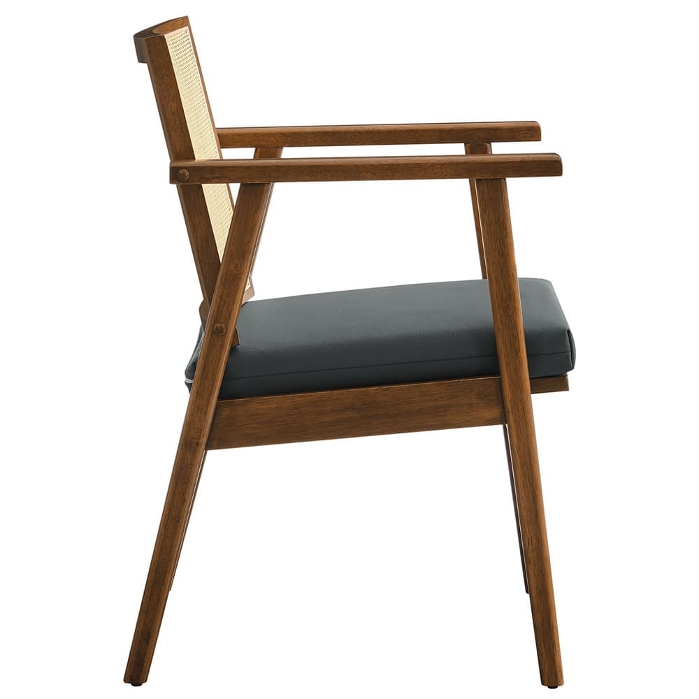 Thera Vegan Leather and Cane Accent Armchairs Set of 2 in Walnut Black by Modway - Image 5