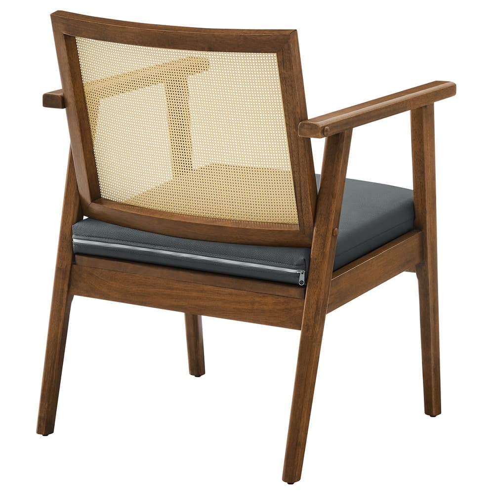 Thera Vegan Leather and Cane Accent Armchairs Set of 2 in Walnut Black by Modway - Image 6