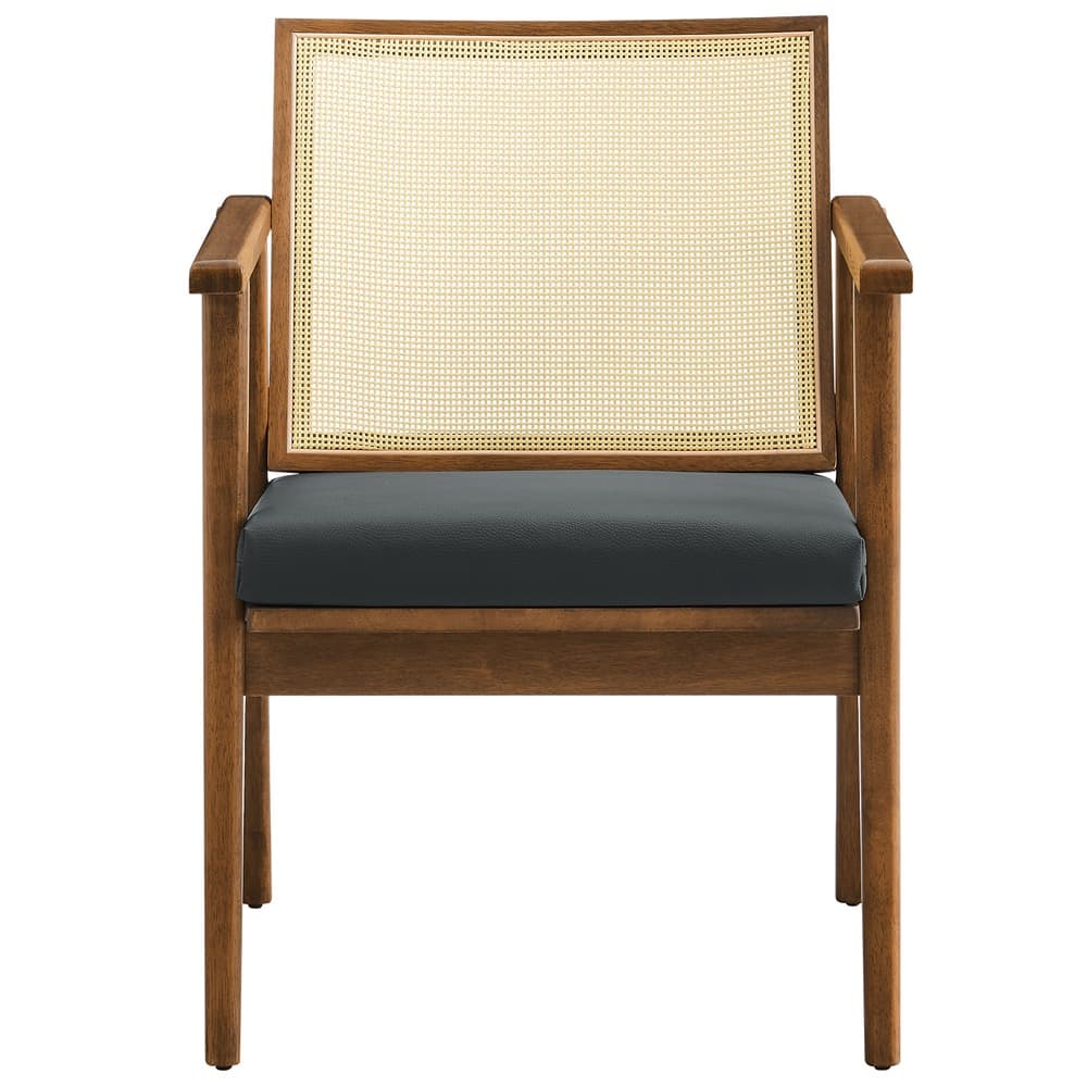 Thera Vegan Leather and Cane Accent Armchairs Set of 2 in Walnut Black by Modway - Image 7