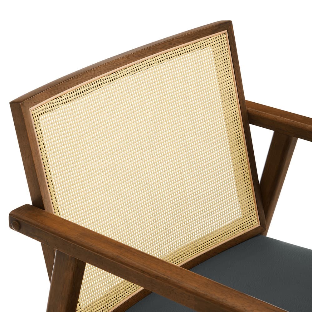 Thera Vegan Leather and Cane Accent Armchairs Set of 2 in Walnut Black by Modway - Image 8