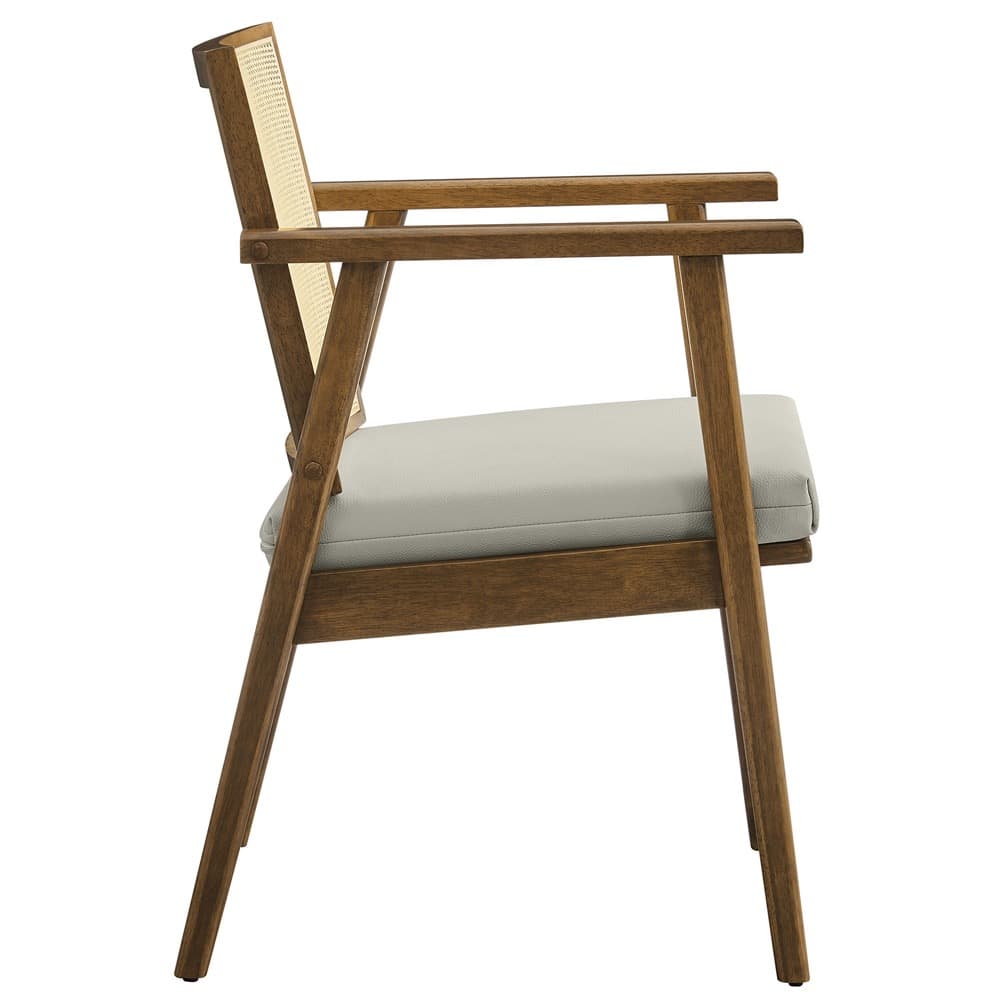 Thera Vegan Leather and Cane Accent Armchairs Set of 2 in Weathered Oak Stone by Modway - Image 5
