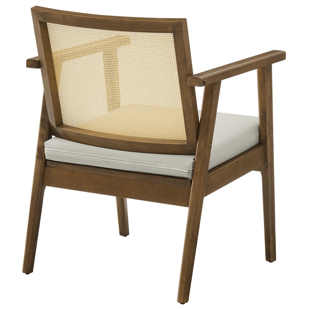 Thera Vegan Leather and Cane Accent Armchairs Set of 2 in Weathered Oak Stone by Modway - Image 6