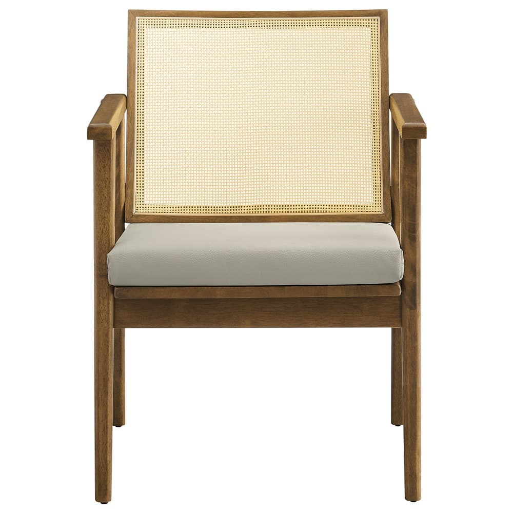 Thera Vegan Leather and Cane Accent Armchairs Set of 2 in Weathered Oak Stone by Modway - Image 7