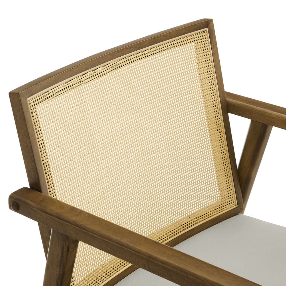 Thera Vegan Leather and Cane Accent Armchairs Set of 2 in Weathered Oak Stone by Modway - Image 8