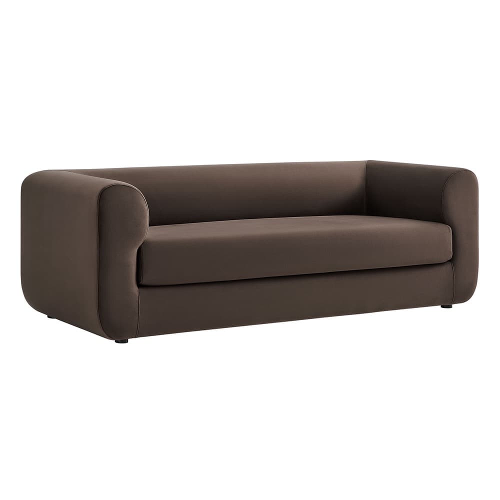 Leif 89" Performance Velvet Upholstered Sofa in Chocolate Brown by Modway