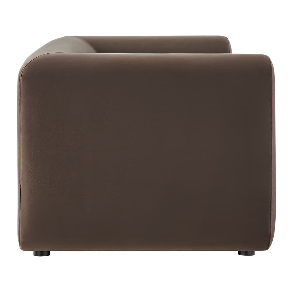 Leif 89" Performance Velvet Upholstered Sofa in Chocolate Brown by Modway - Image 4