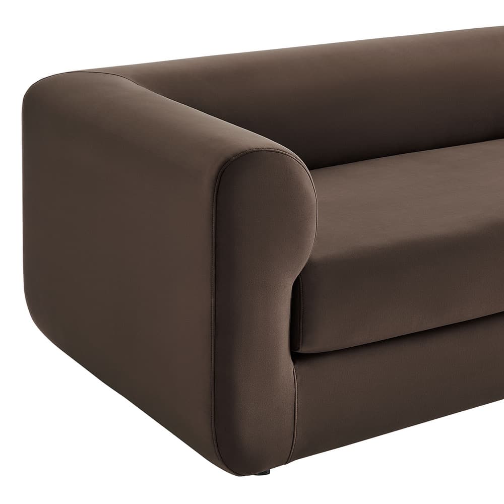 Leif 89" Performance Velvet Upholstered Sofa in Chocolate Brown by Modway - Image 7