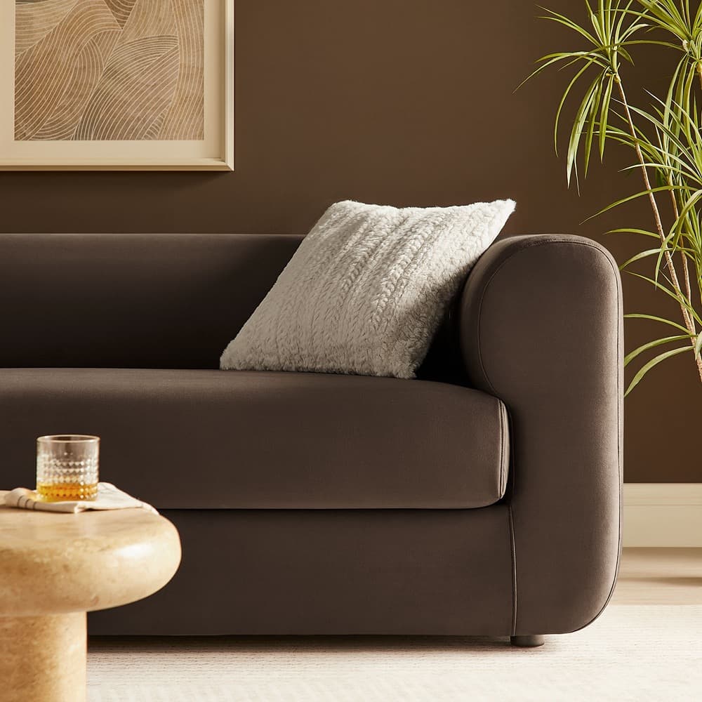Leif 89" Performance Velvet Upholstered Sofa in Chocolate Brown by Modway - Image 9