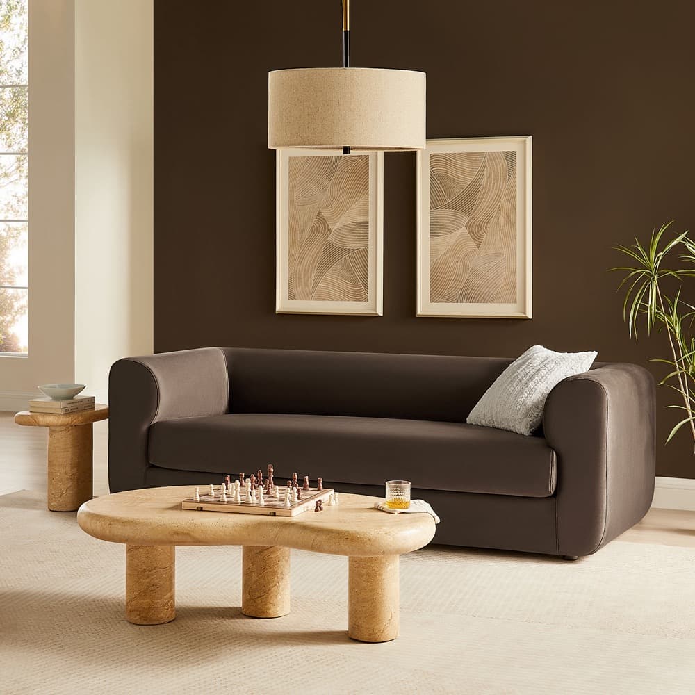 Leif 89" Performance Velvet Upholstered Sofa in Chocolate Brown by Modway - Image 8