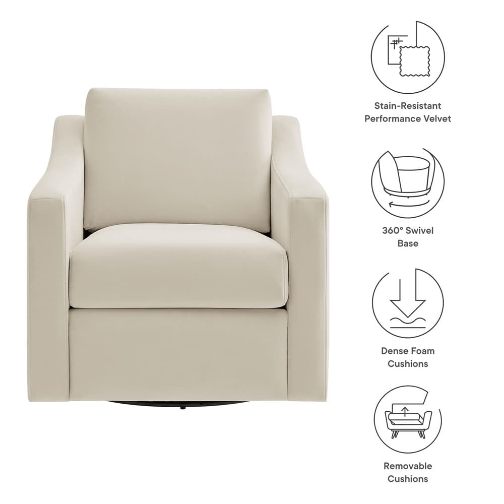 Liora Performance Velvet Armchair in Alabaster by Modway - Image 3