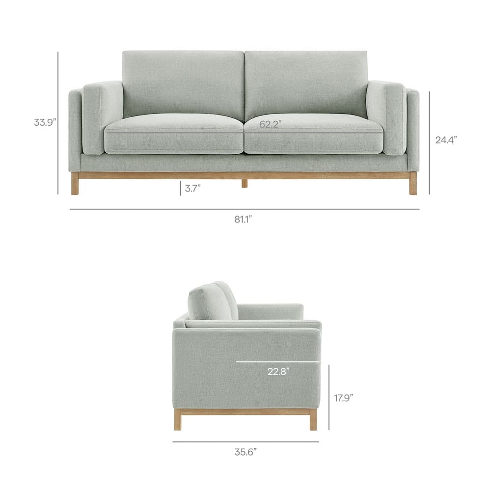 Roscoe 81 inch Fabric Sofa in Mist by Modway - Image 3