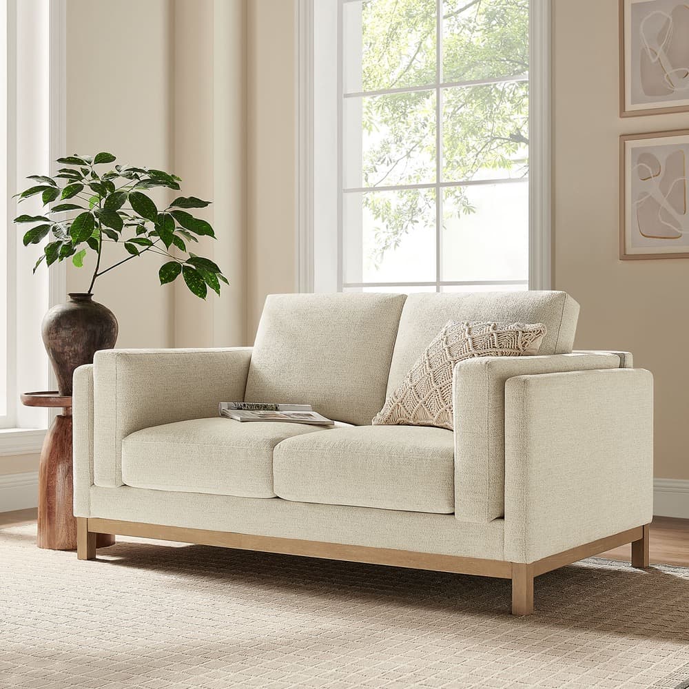 Roscoe 63 inch Fabric Loveseat in Ivory by Modway - Image 8