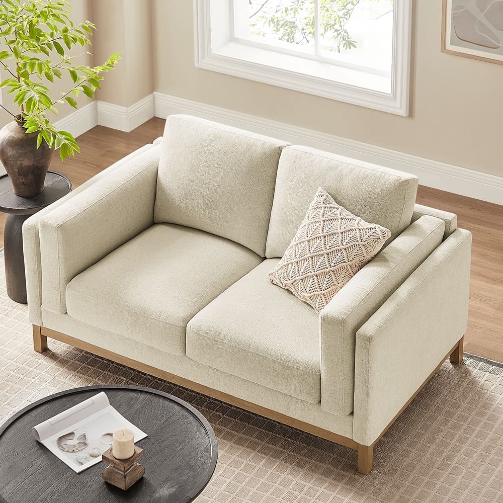 Roscoe 63 inch Fabric Loveseat in Ivory by Modway - Image 9