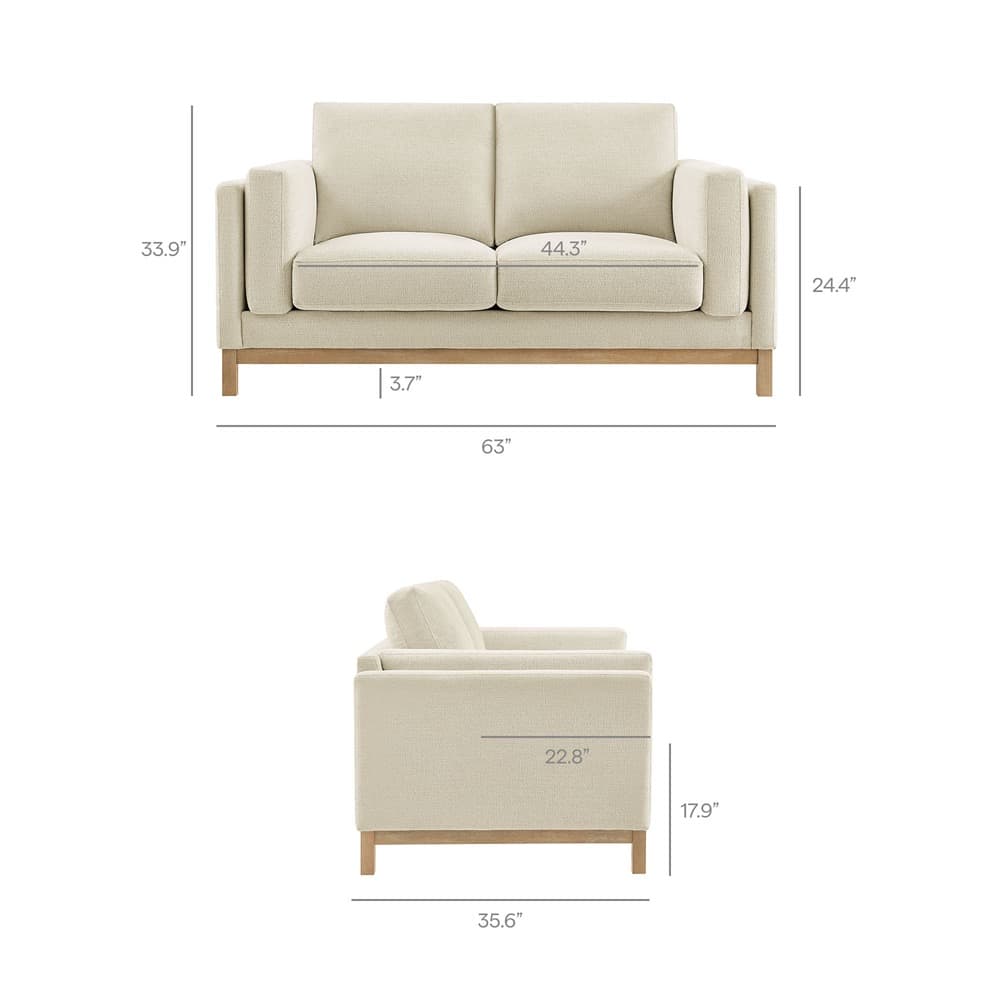 Roscoe 63 inch Fabric Loveseat in Ivory by Modway - Image 3