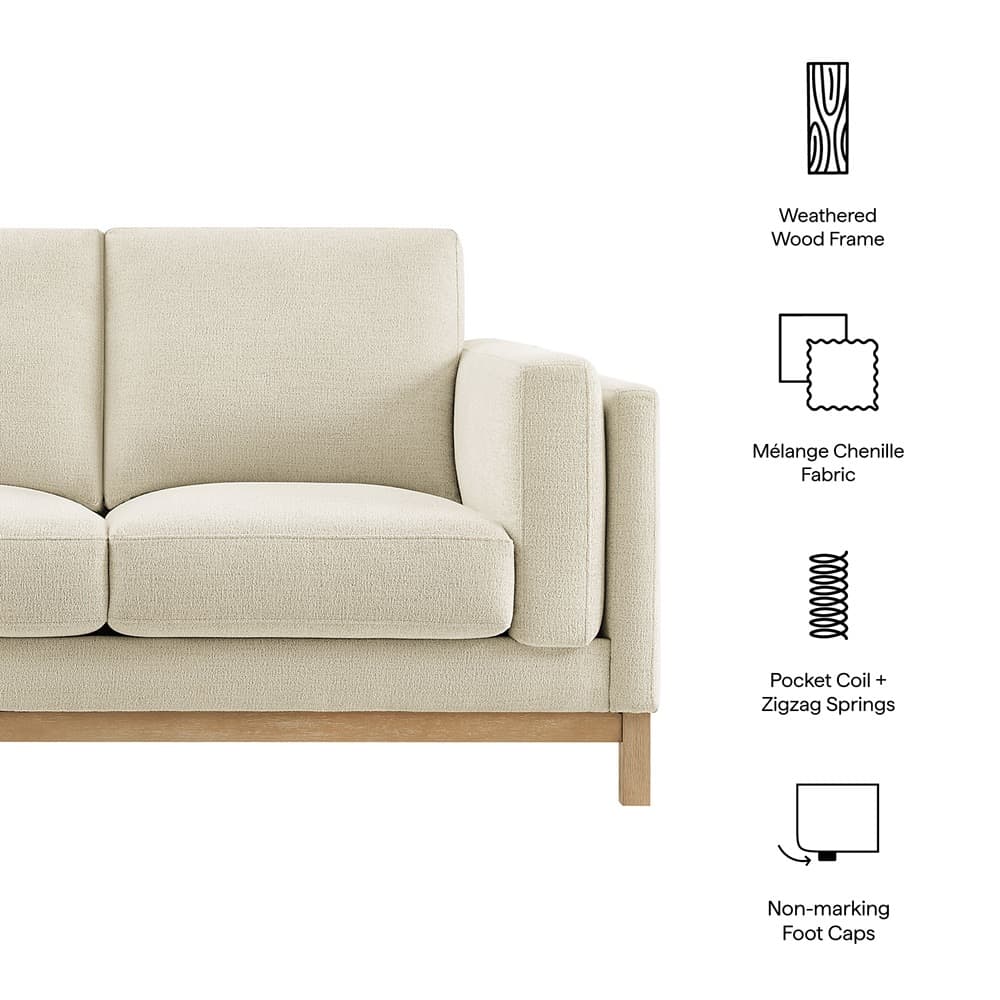 Roscoe 63 inch Fabric Loveseat in Ivory by Modway - Image 2