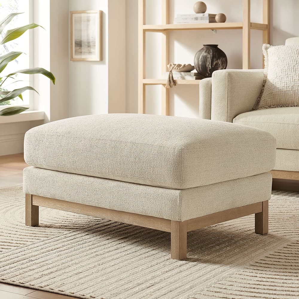 Roscoe Fabric Ottoman in Ivory by Modway - Image 8