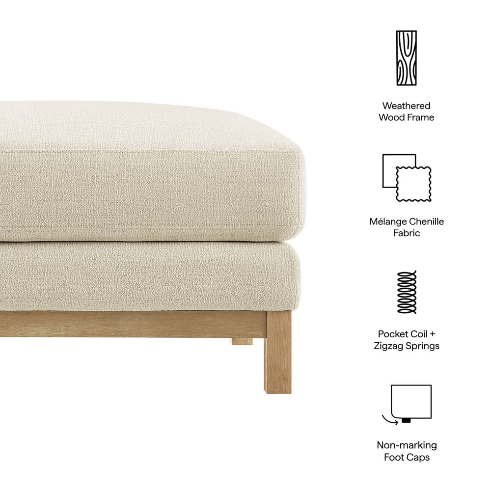 Roscoe Fabric Ottoman in Ivory by Modway - Image 2