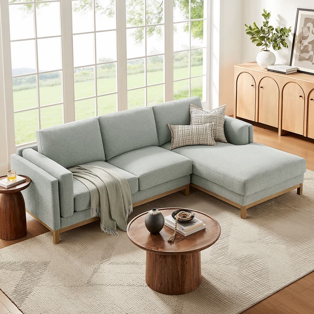 Roscoe Right-Facing Fabric Sectional Sofa with Chaise in Mist by Modway - Image 6