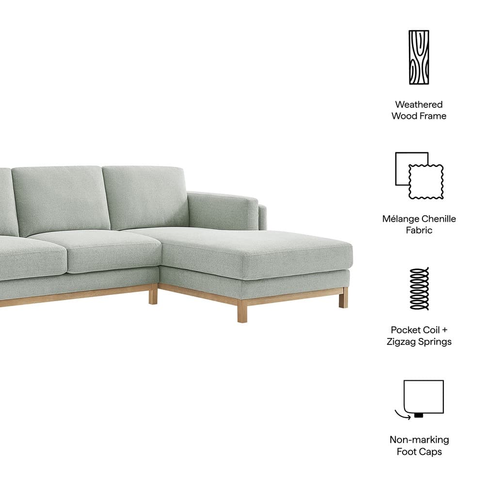 Roscoe Right-Facing Fabric Sectional Sofa with Chaise in Mist by Modway - Image 2