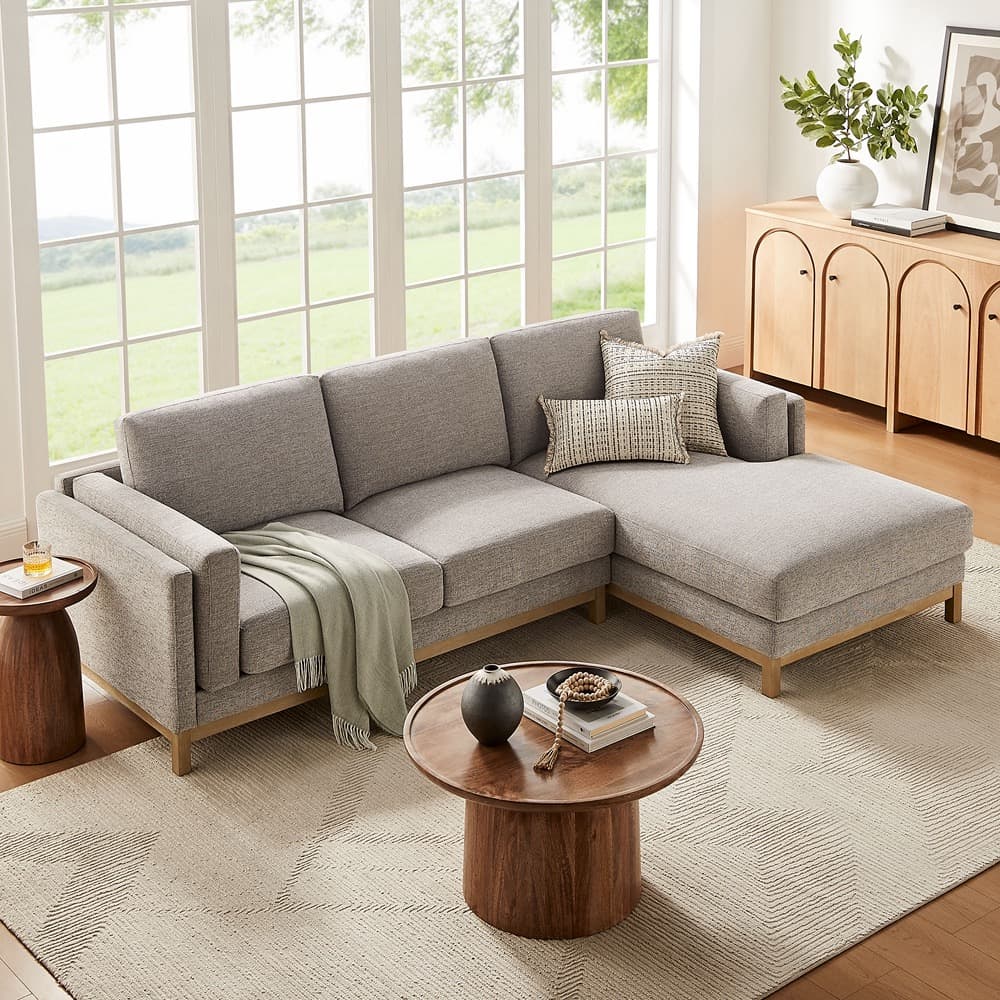 Roscoe Right-Facing Fabric Sectional Sofa with Chaise in Pewter by Modway - Image 6