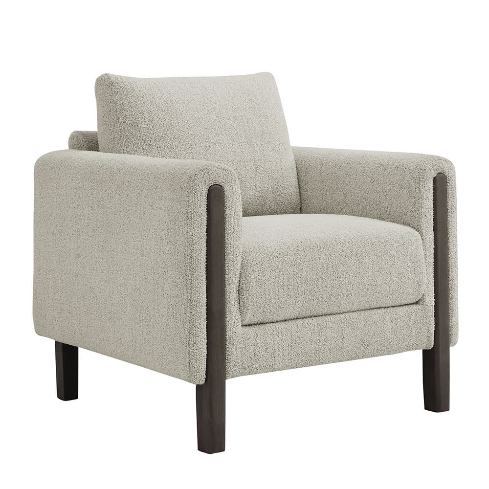 Hawken Boucle Fabric Accent Armchair in Parchment Espresso by Modway