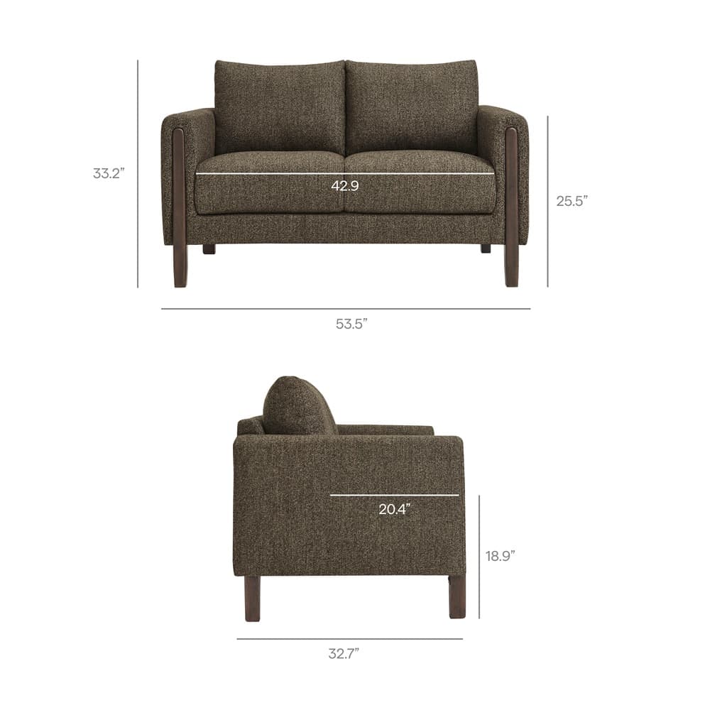 Hawken Boucle Fabric Loveseat in Antique Espresso by Modway - Image 2