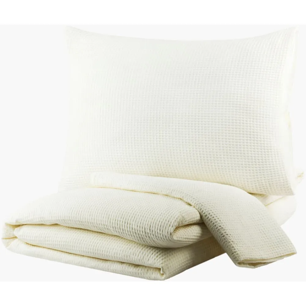 Waffle Cotton Duvet Set in White by Livabliss - Image 3