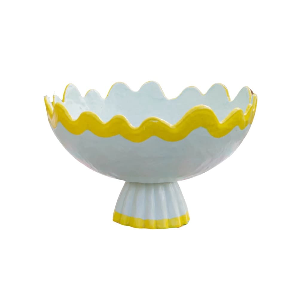 Rickrack Jade and Yellow Footed Bowl by Abigails