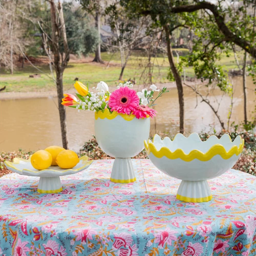 Rickrack Jade and Yellow Footed Bowl by Abigails - Image 2
