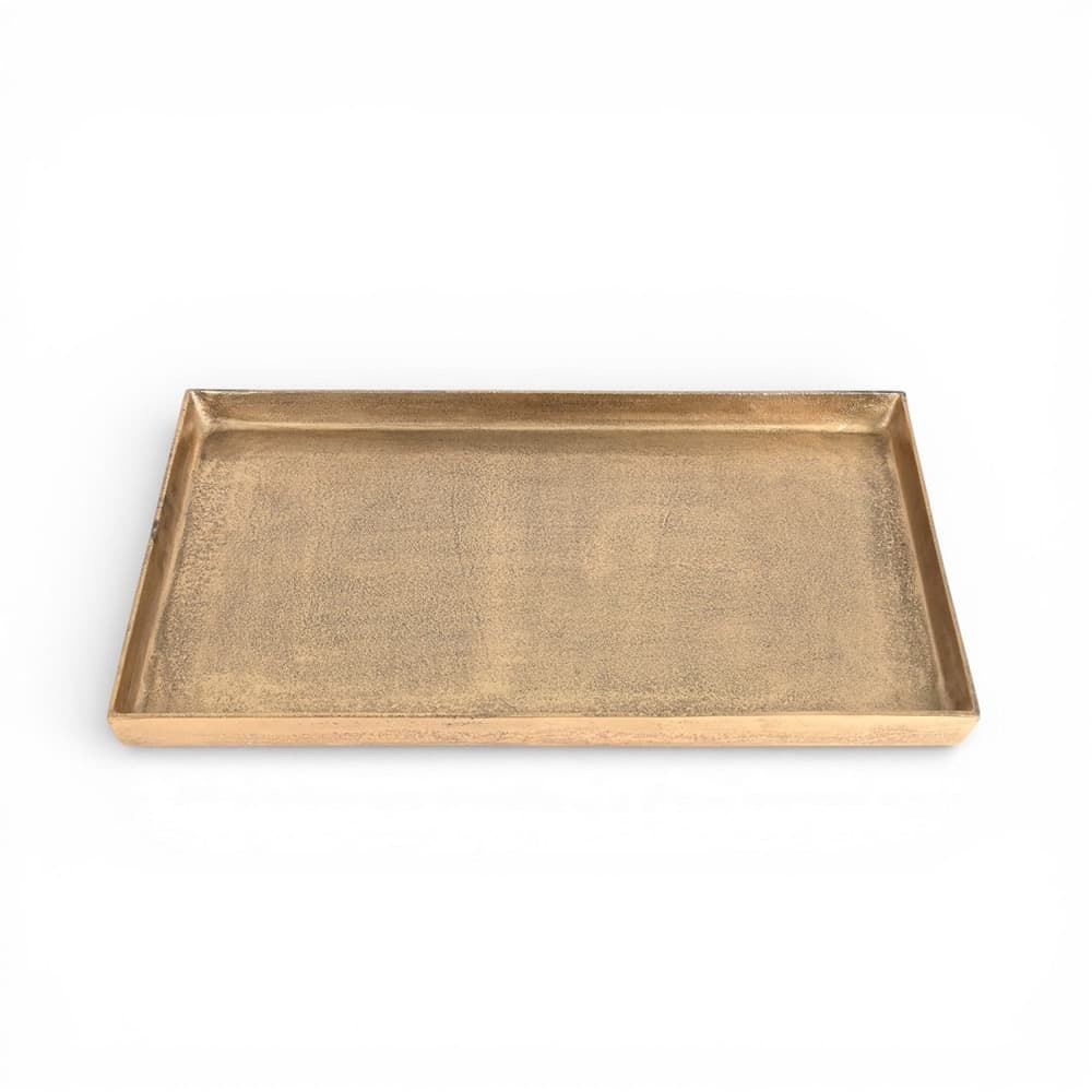Cast Aluminum Rectangle Trays with Antique Brass Finish in 2 Sizes by BIDKhome