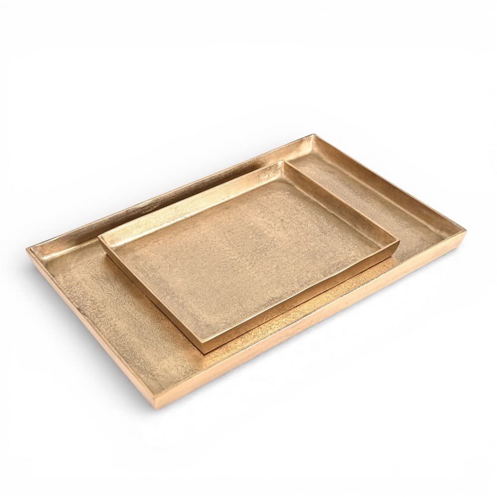 Cast Aluminum Rectangle Trays with Antique Brass Finish in 2 Sizes by BIDKhome - Image 6