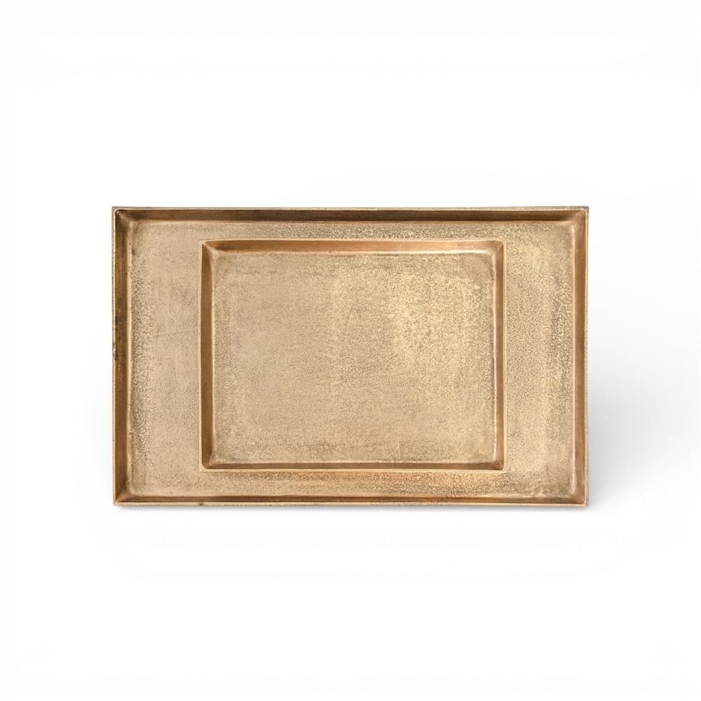 Cast Aluminum Rectangle Trays with Antique Brass Finish in 2 Sizes by BIDKhome - Image 8