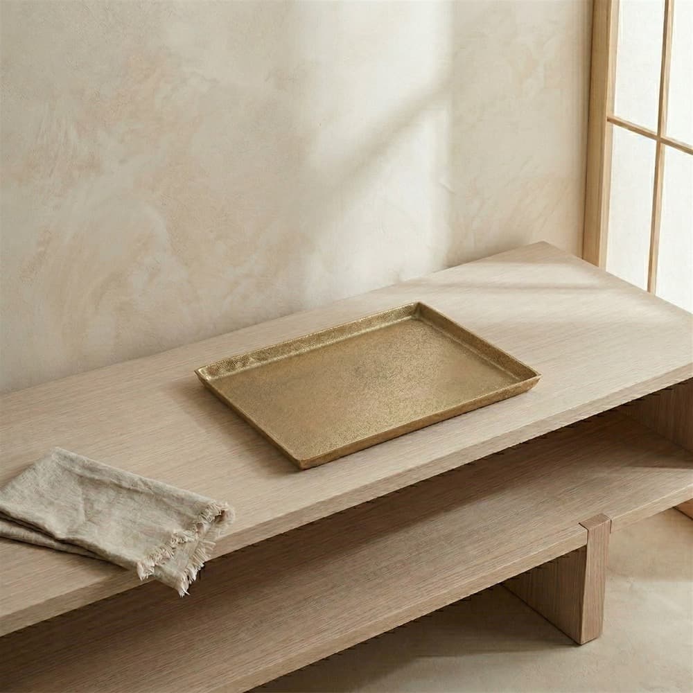 Cast Aluminum Rectangle Trays with Antique Brass Finish in 2 Sizes by BIDKhome - Image 9