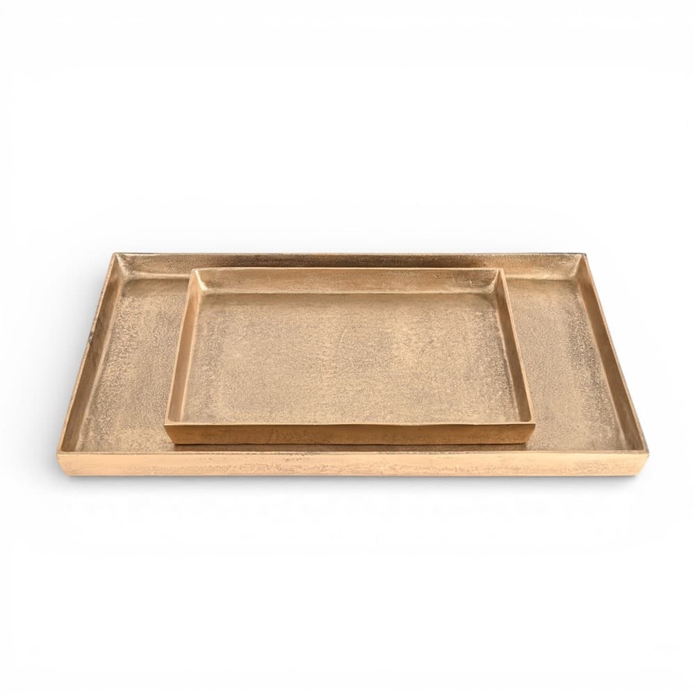 Cast Aluminum Rectangle Trays with Antique Brass Finish in 2 Sizes by BIDKhome - Image 11
