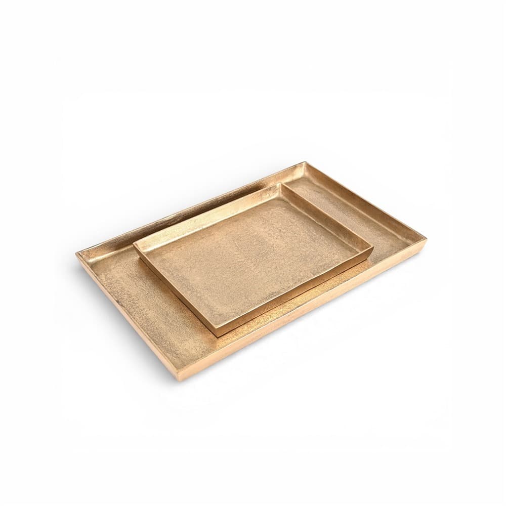 Cast Aluminum Rectangle Trays with Antique Brass Finish in 2 Sizes by BIDKhome - Image 19