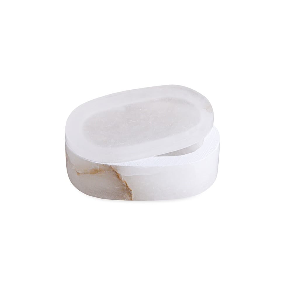 White Alabaster Oval Display Boxes by BIDKhome - Image 4