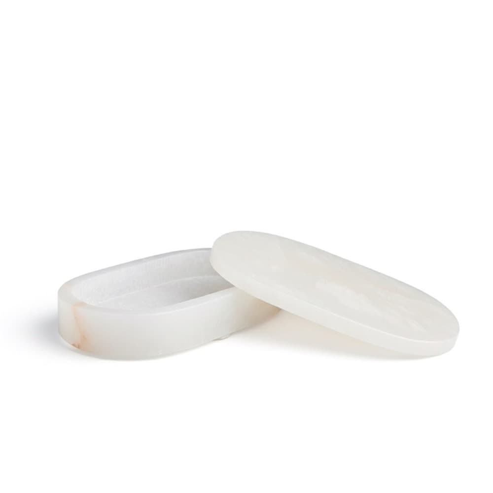 White Alabaster Oval Display Boxes by BIDKhome - Image 4