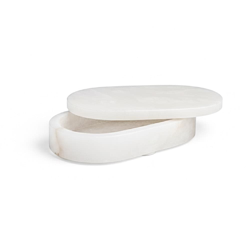 White Alabaster Oval Display Boxes by BIDKhome - Image 5