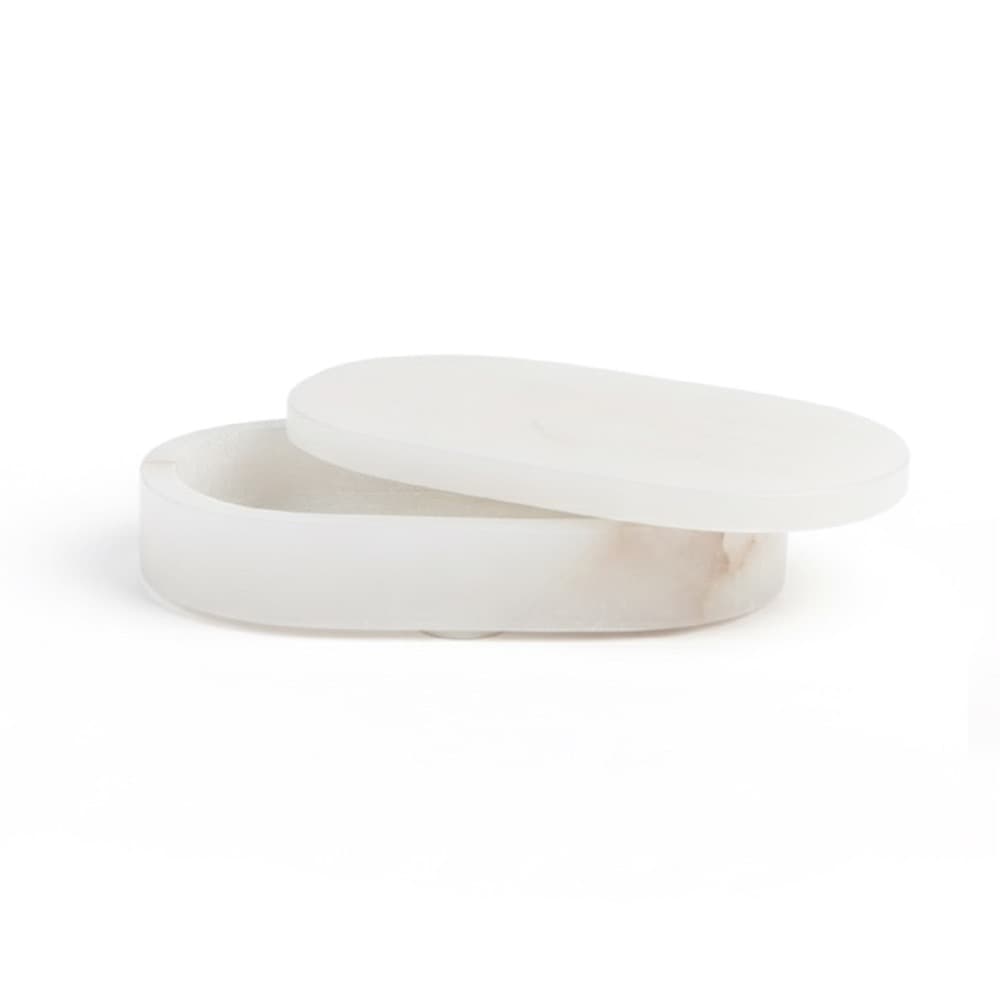 White Alabaster Oval Display Boxes by BIDKhome - Image 6