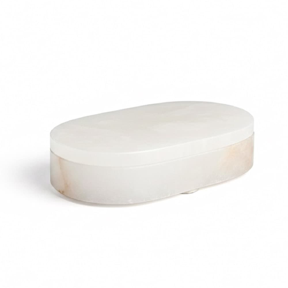 White Alabaster Oval Display Boxes by BIDKhome - Image 7