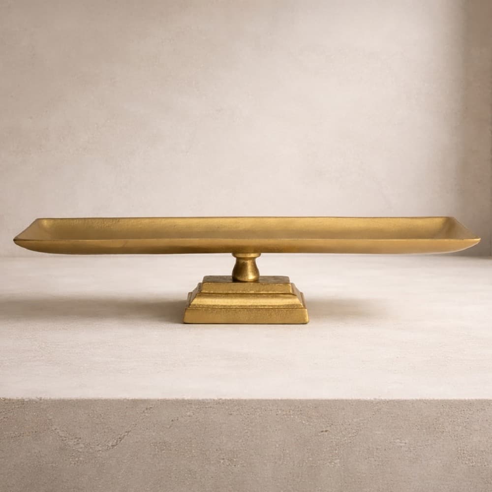Aluminum Footed Tray in Antique Brass by BIDKhome - Image 2