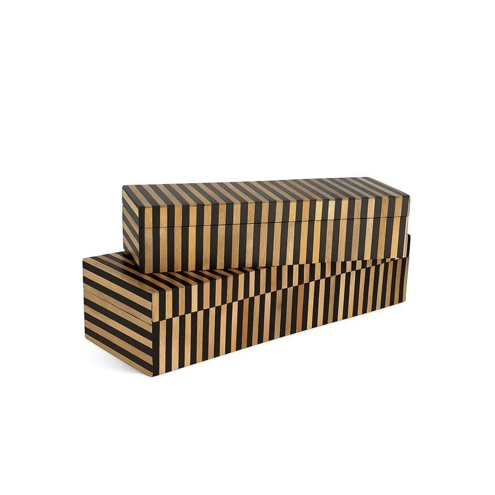 Wood & Black Resin Tiles Decor Box by BIDKhome - Image 5