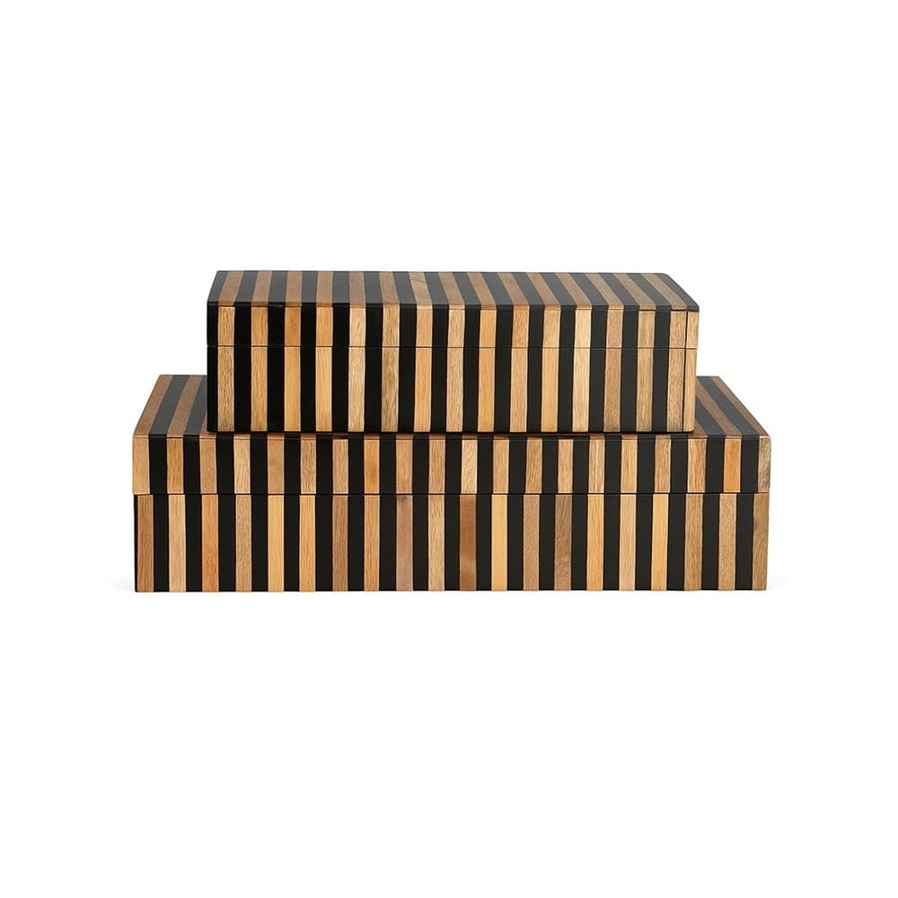 Wood & Black Resin Tiles Decor Box by BIDKhome - Image 6