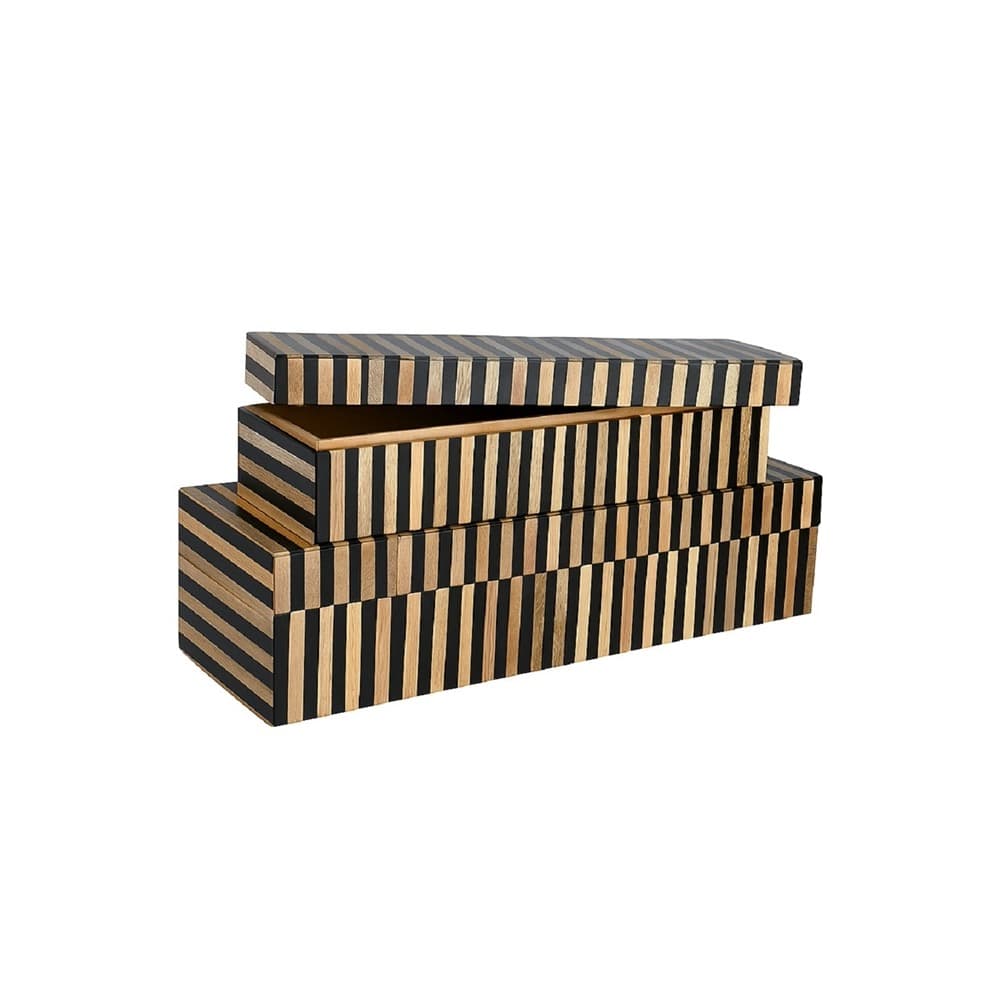 Wood & Black Resin Tiles Decor Box by BIDKhome - Image 7