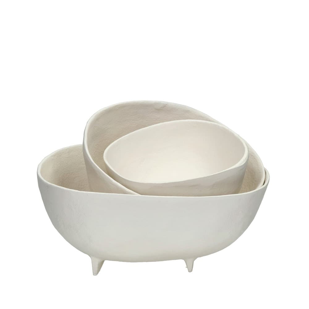 Trulli Set of 3 Off-White Aluminium Bowls by Pomax