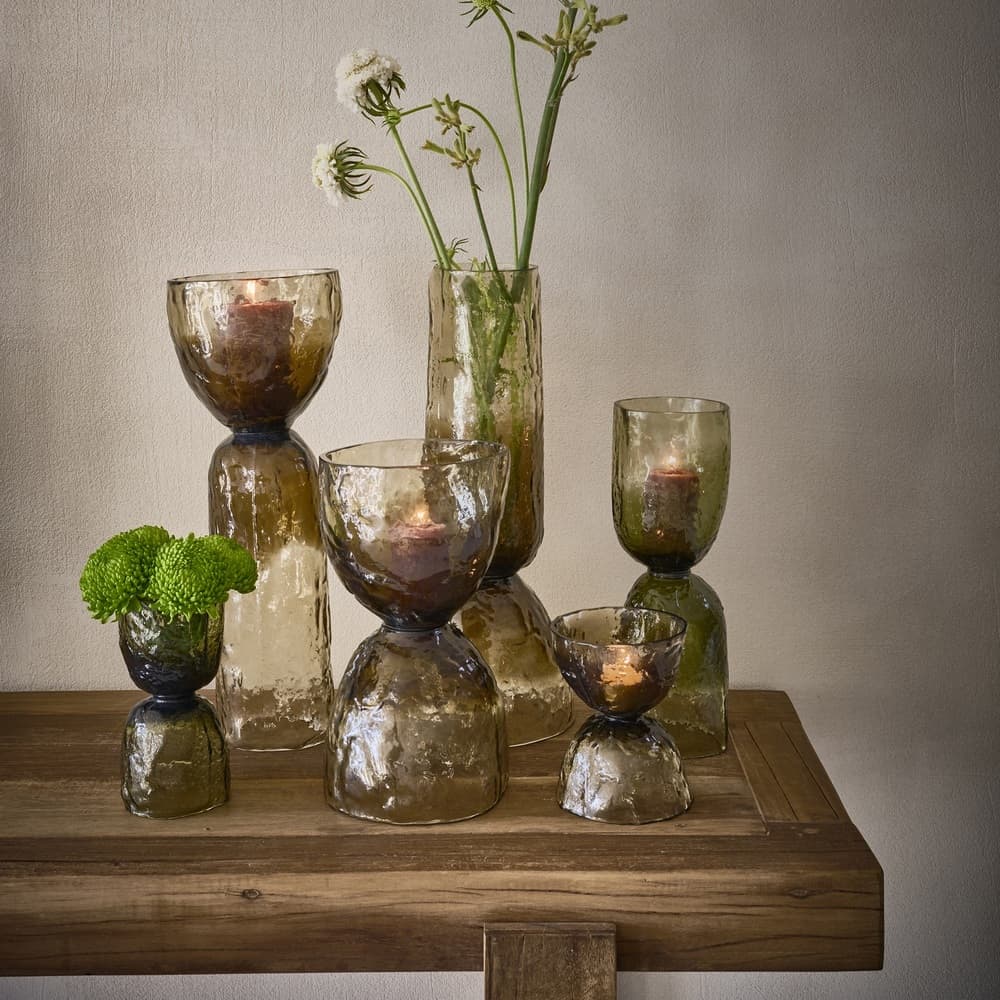 Vase Hurricane Glass Green Dia 4.5" by Pomax - Image 2
