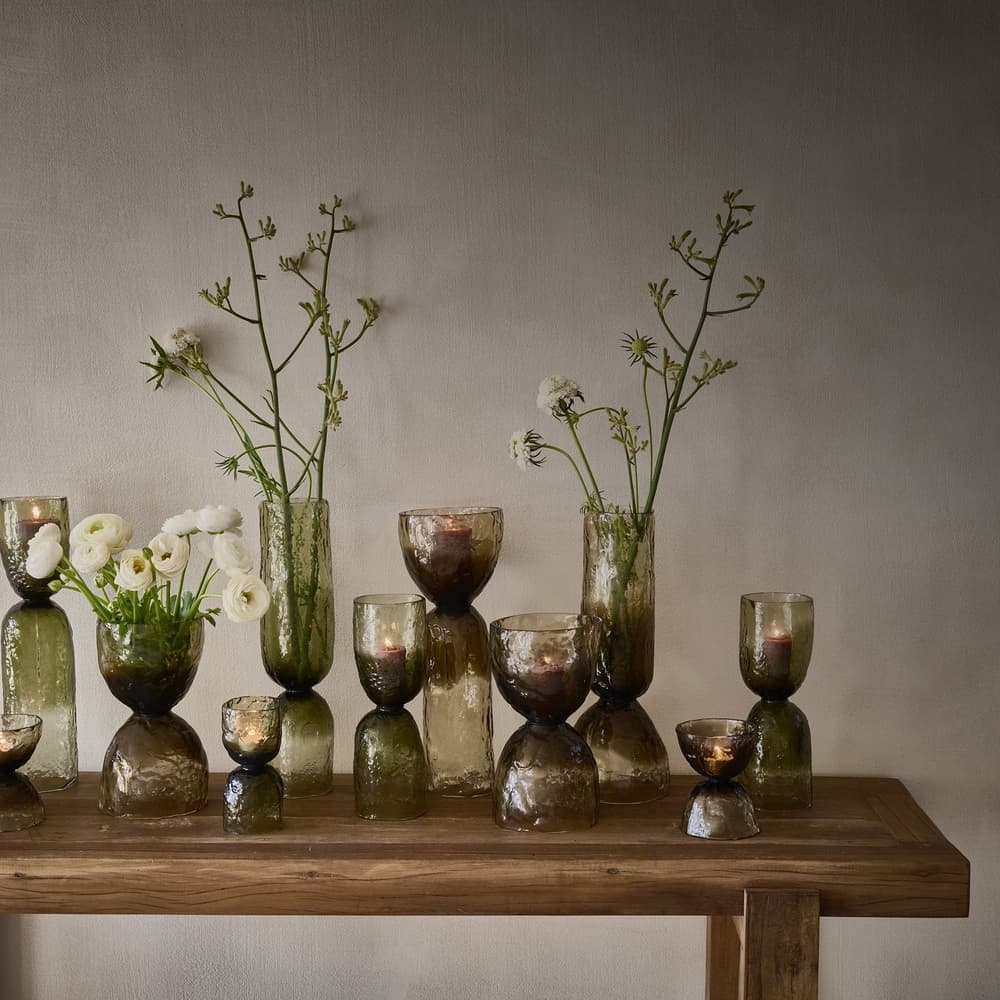 Vase Hurricane Glass Green Dia 4.5" by Pomax - Image 4