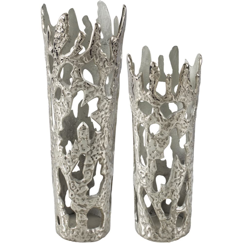 Achaean Metallic Silver Aluminum Vase Set by Livabliss