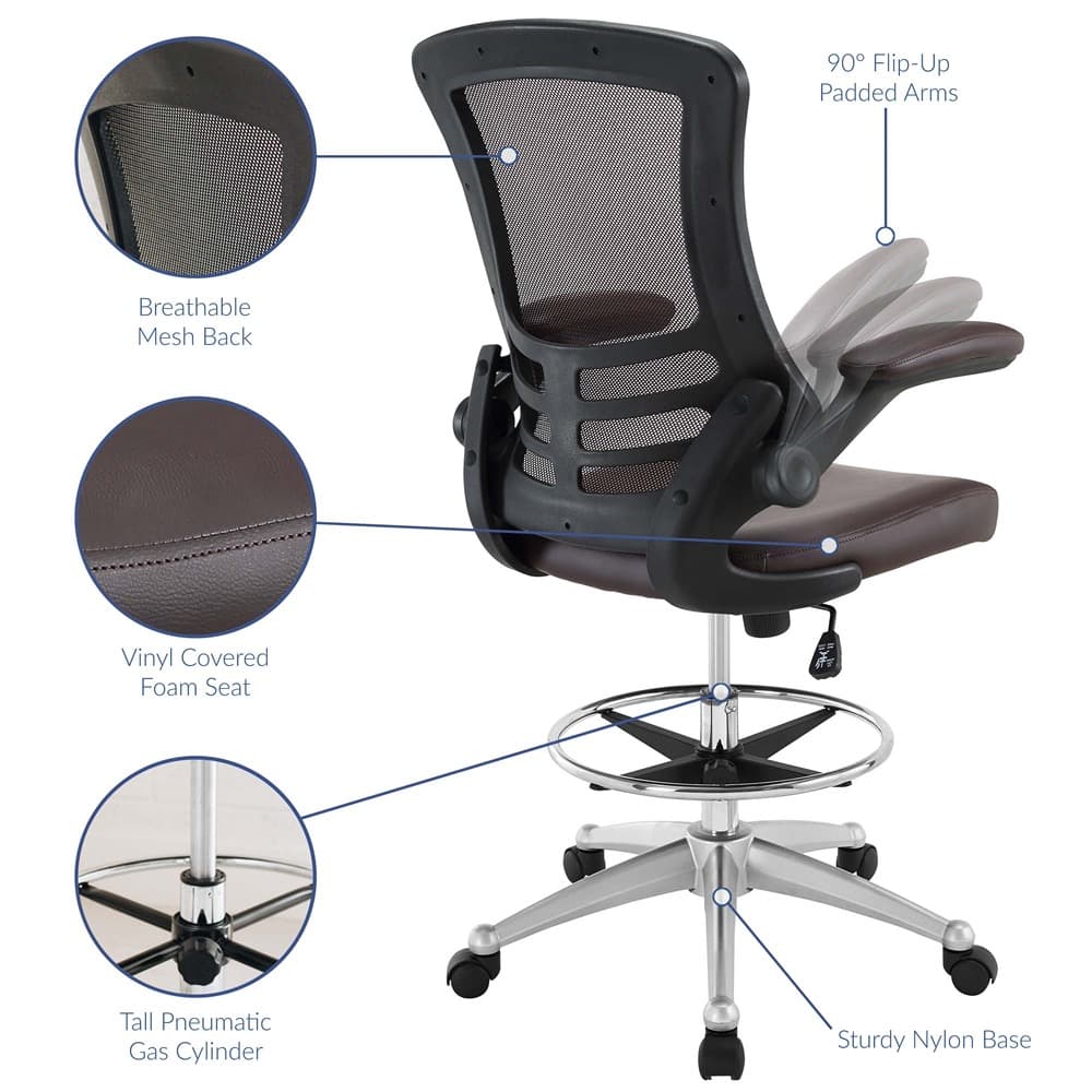 Attainment Vinyl Drafting Chair by Modway - Image 2