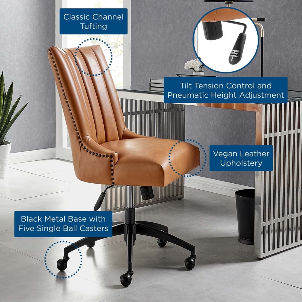 Empower Channel Tufted Vegan Leather Office Chair by Modway - Image 9